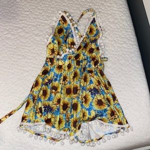 Sunflower tie back romper